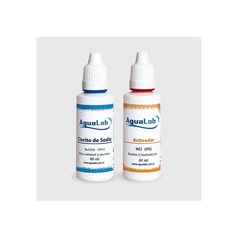 Kit Agualab Clorito Sódico al 25% y Activador Ácido Clorhídrico 4% (60 ml) - 1