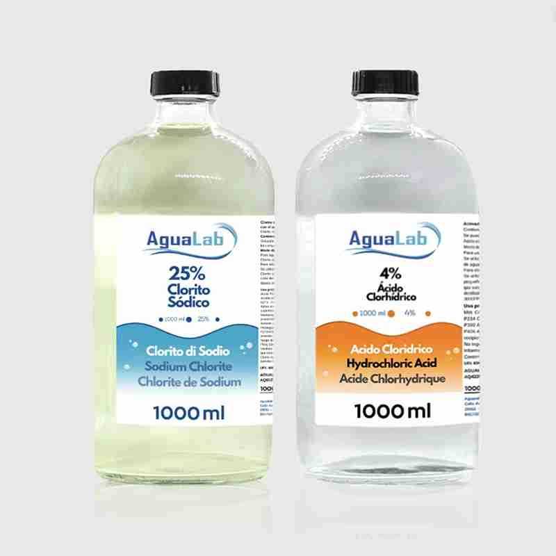 Kit Agualab Sodium Chlorite 25% and Hydrochloric Acid Activator 4% (1000 ml) - 1